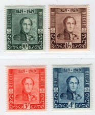BELGIUM 1949 100 YEARS OF STAMPS SCOTT 386-389 PERFECT MNH