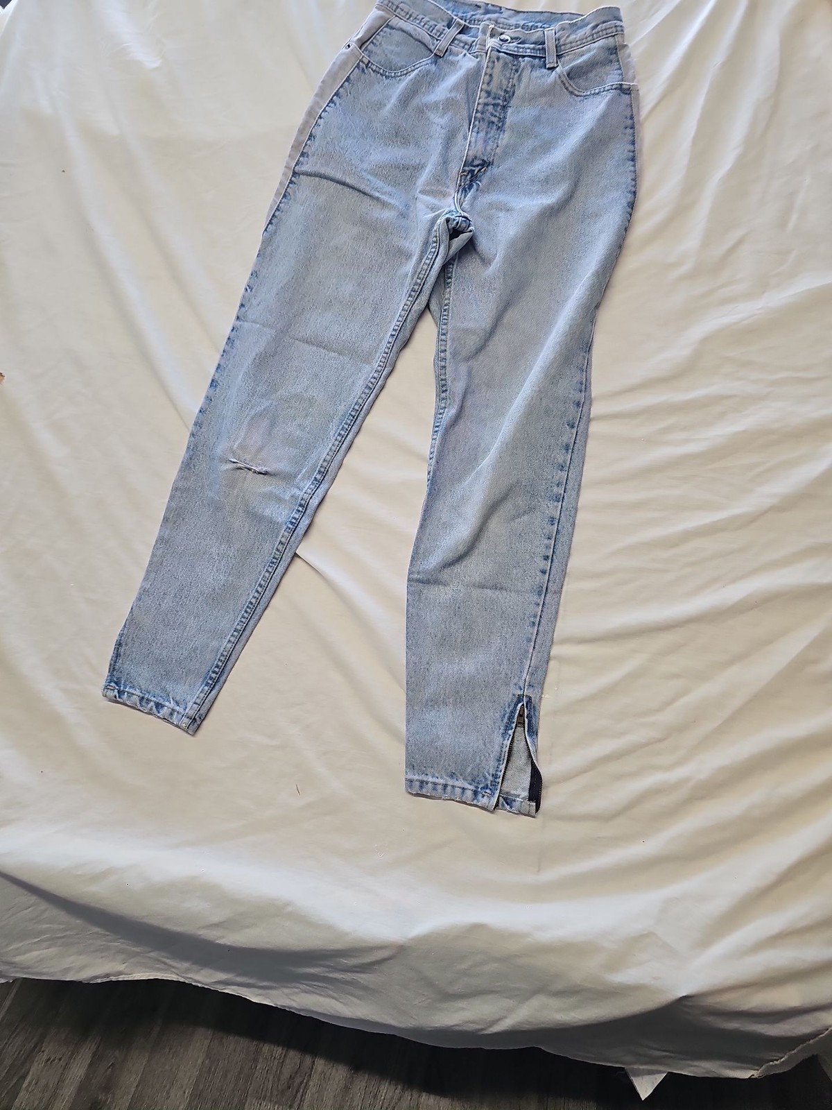Vintage Santana Light Wash High-Waisted Slim Jeans with Ankle Zips W26 L29UU1110 image 6