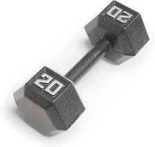 Single Dumbbell 20lb Cast Iron Hex Dumbbell Gym Strength Training, Dark Gray