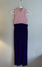 Purple sparkling velvet full length gown dress 5 NEW