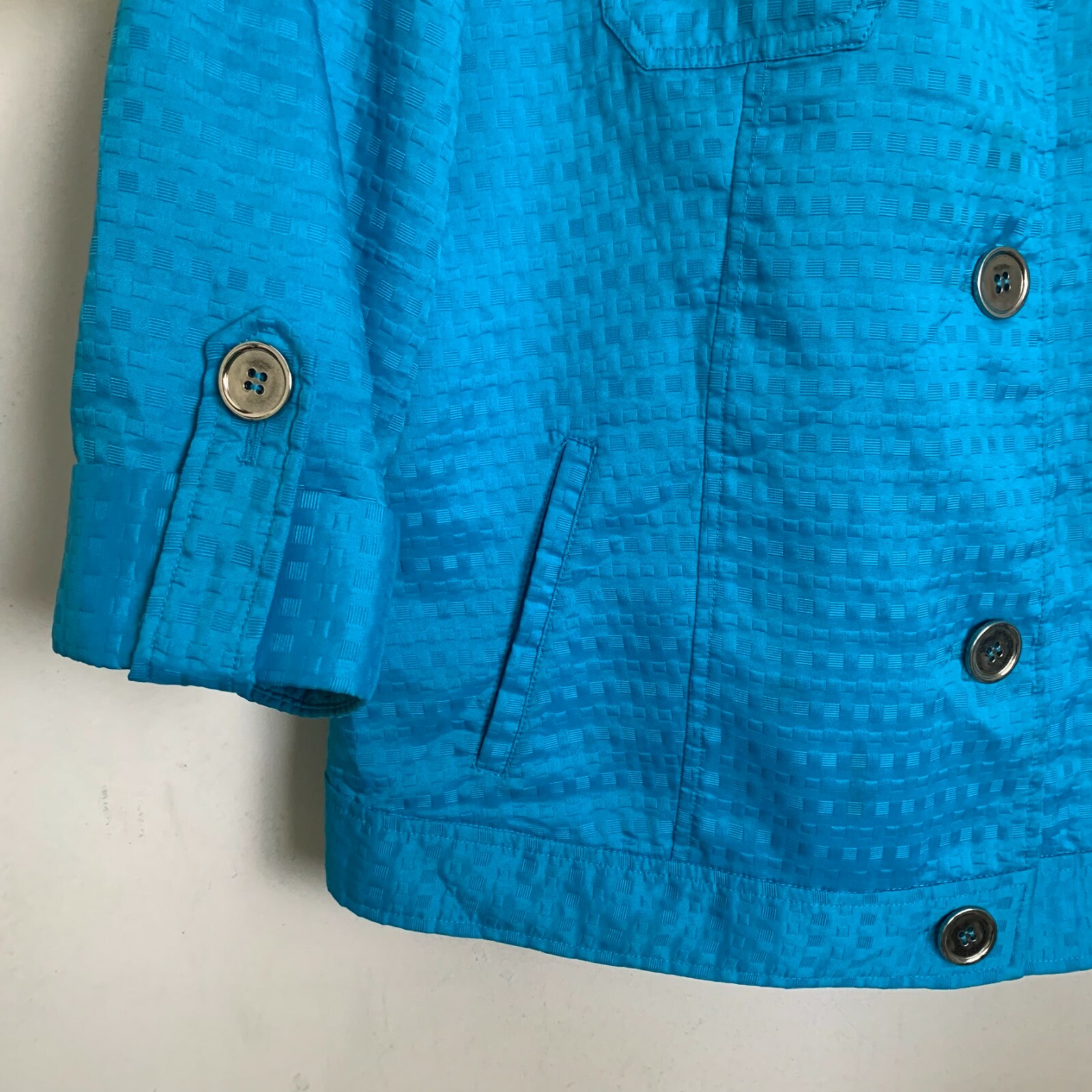 TanJay Jacket Blue Turquoise Button Front Roll Ta… - image 5