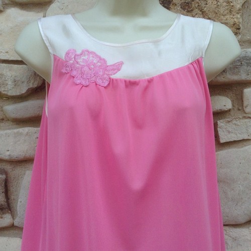 Berkliff Peignoir Set Mujer S 32 Vestido Vestido Rosa Nailon Chifón Satén - Imagen 6 de 12