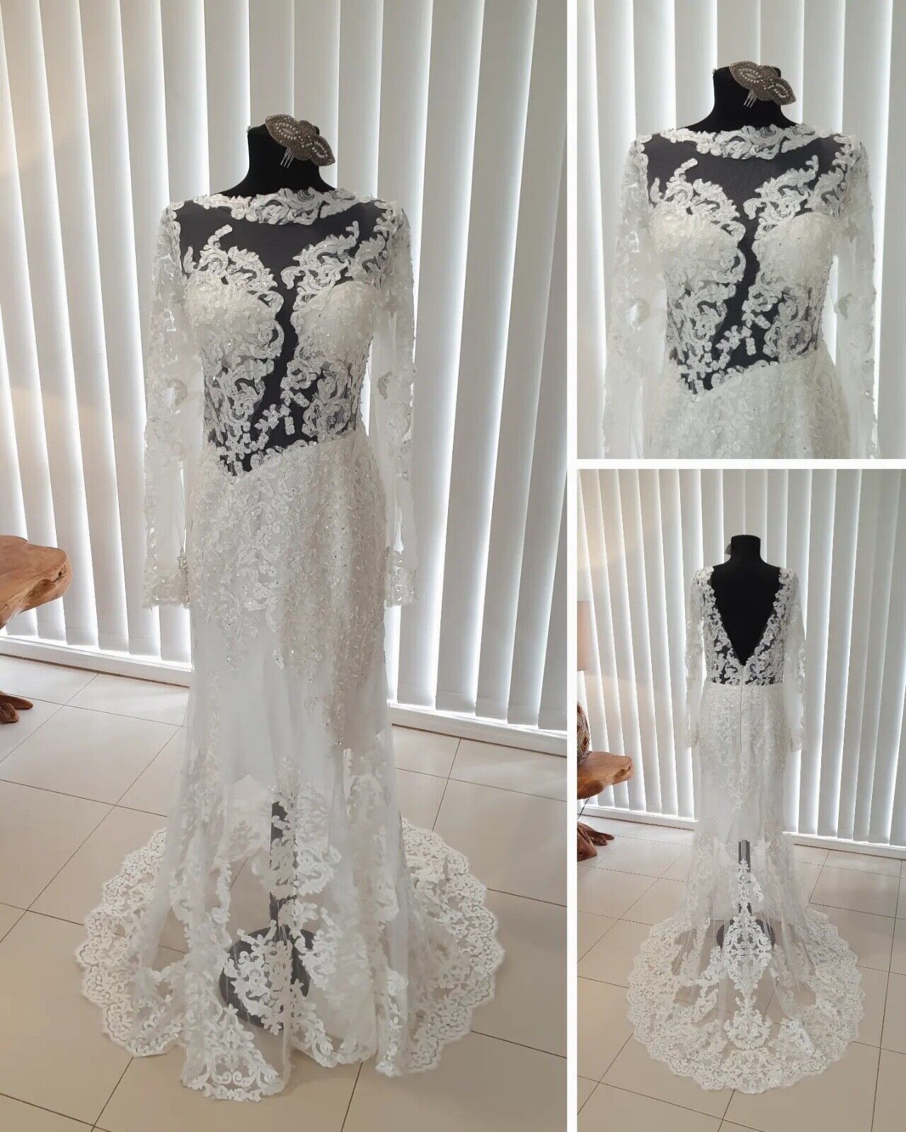 Wedding dress size 14, ivory lace dress