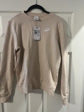 Women  s Nike Sweatshirt TAN Size XS Oversize Center Nike Swoosh Long Sleeve NWT