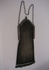 Vintage SILVER Mesh Purse Art Deco Nouveau with SAPPHIRE Cabochon Catch c1920's