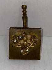 Vintage MCM Silent Butler Brass Pocket Ashtray with Handle Missing stones
