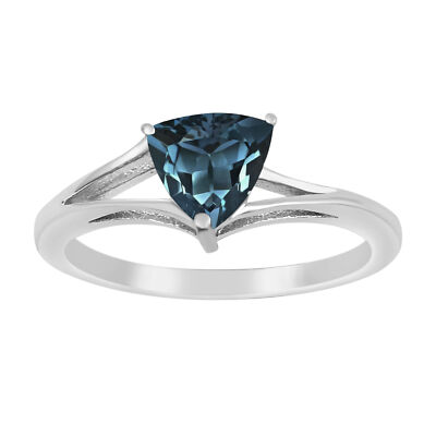 1.25Ct Trillion Cut Teal Blue 925 Sterling Silver Solitaire Accents Women Ring