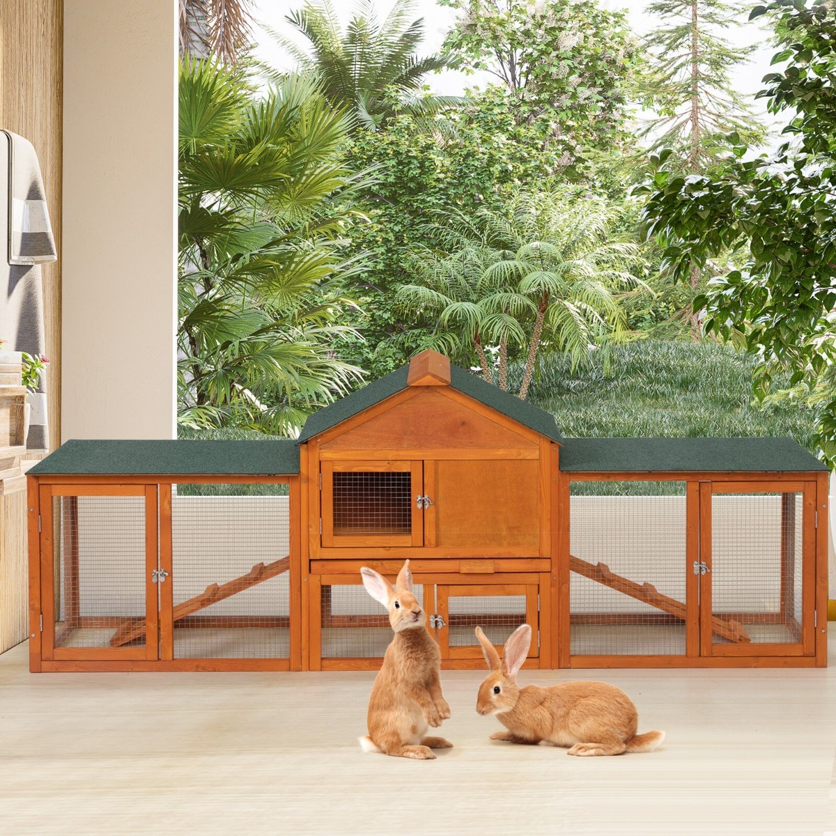 Rabbitさん専用　木製小動物用ハウス 80CM 84Inches Wood Rabbit Hutch Indoor Bunny Cage Small Animal