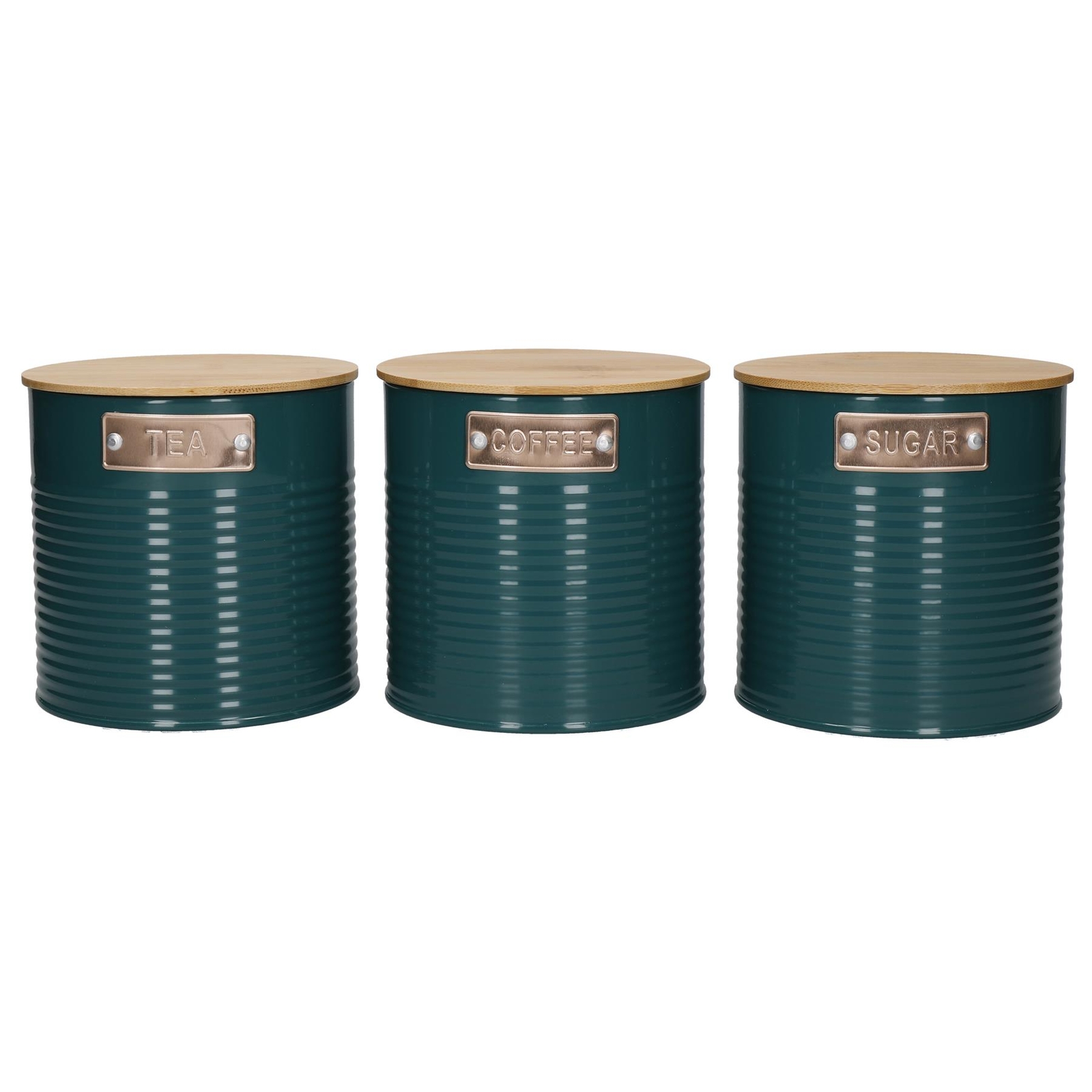 KitchenCraft Tea, Coffee & Sugar Canisters Set Of 3, 1L - Teal