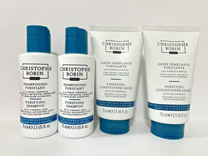 2x Christophe Robin Purifying Shampoo Thermal Mud & Conditioner Gelée TRAVEL LOT