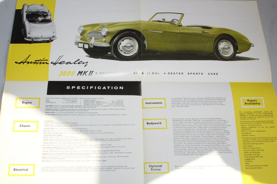 Austin Healey 3000 Mk II Prospetto Brochure/Brochure Inglese #51 - Immagine 3 di 4