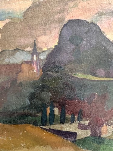 Antique Drawing Expressionist Landscape Synthetic Tan Etude Jean Terles Art - Picture 2 of 4