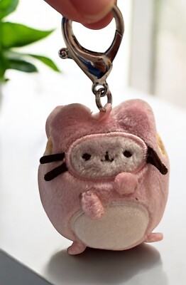 Gund Pusheen Enchanted Forest Squirrel Key Chain Clip Plush Cat Pink