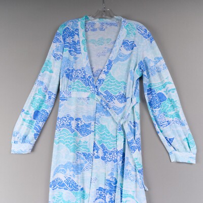 Vintage Miss Elaine Robe Floral Maxi Womens S Blue 90s