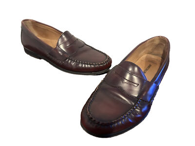 Men Sz M Johnston Murphy Sheepskin Leather Penny Loafers 15-1093 D22 
