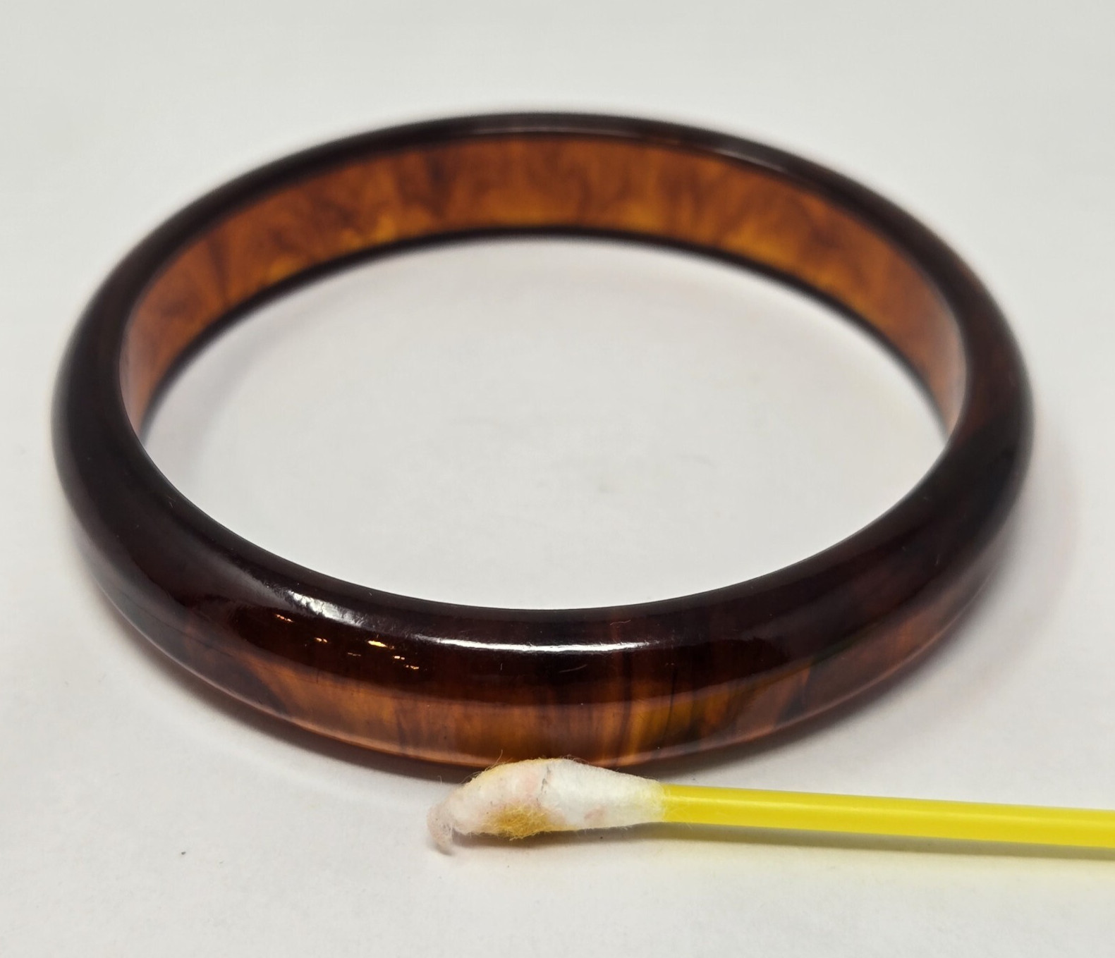 Bakelite Bangle Bracelet Brown Translucent Swirl … - image 5