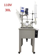 30L Jacketed Chemical Reactor 110V Single Layer Glass Reactor Reaction Vessel US