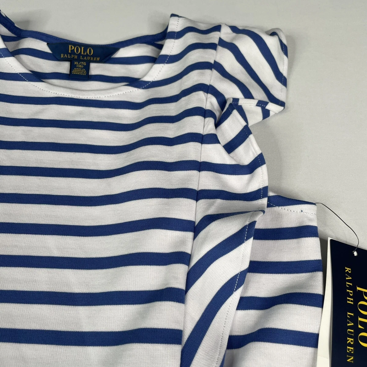 Polo Ralph Lauren Girls Dress Size XL (16)  Blue/White Striped Polo Dress