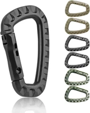 6Pack Tactical Carabiner Keychain Clip Tac Link Plastic Climbing D-Ring Large...