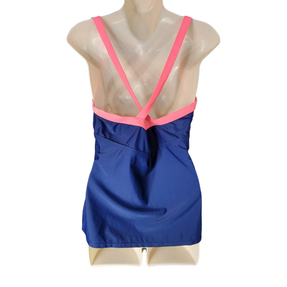 ATHLETECH Traje de Baño Tankini Natación Halter Deportes Atlético Top Talla 18 2X Azul Rosa Foto 2 de 4