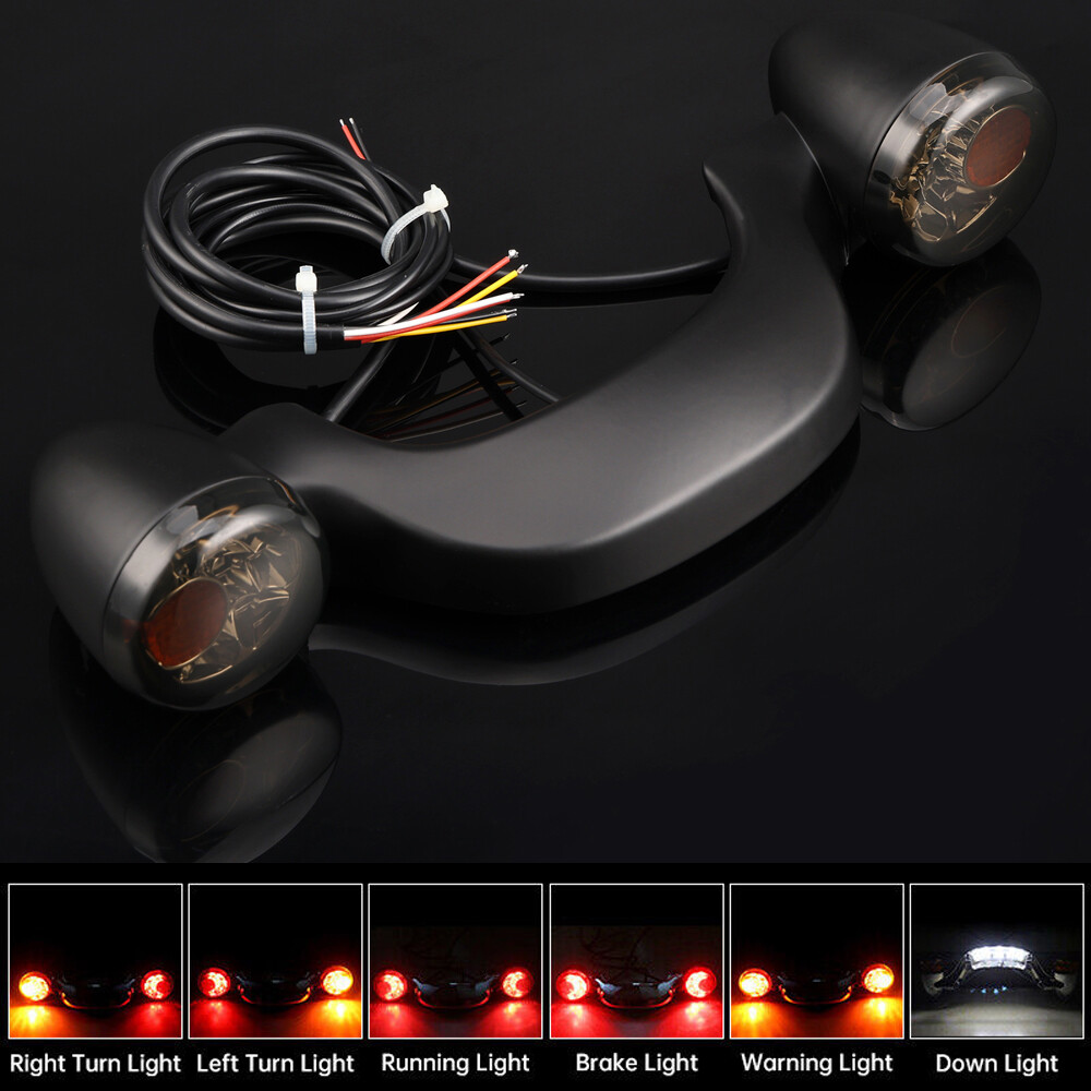 Dual Color LED Rod Lights For Motorcycles - Vertical Mount Tail Brake Turn Signal Lights