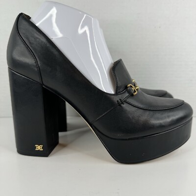SAM EDELMAN Aurelie Platform Loafer Black Leather size