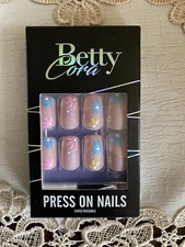 NEW IN BOX:  Betty Cora Press On Nails - Floral Design - 24 Pieces