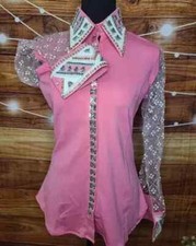 Western Showmanship Horsemanship Pleasure Show Shirt -Lycra Show Shirt-Pink