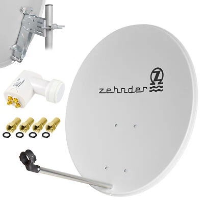 ZEHNDER TEENDER Impianto satellitare digitale 80 cm specchio satellitare parabola + Quad LNB 0,1 dB h
