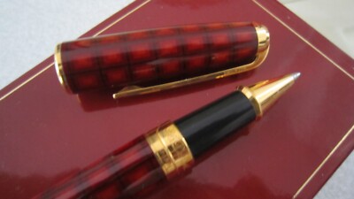 Stylo Roller Dupont Olympio Laque De Chine Rouge écossais - Avec écrin - État Proche Du Neuf