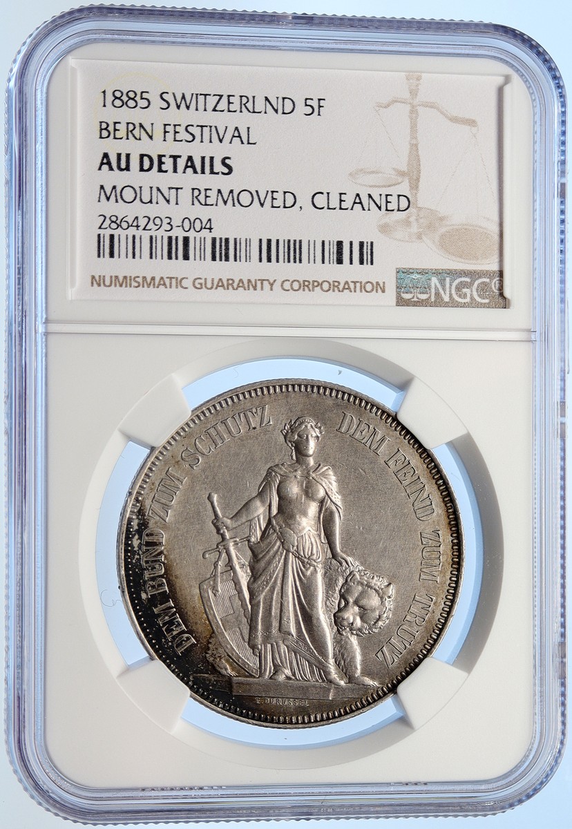 1885 SWITZERLAND BERN Swiss SHOOTING FESTIVAL Silver 5 Francs NGC
