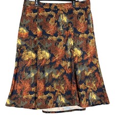 CJ Banks Flared Skirt Womens 18W Multicolor Floral Zip Stretch Fall Colors