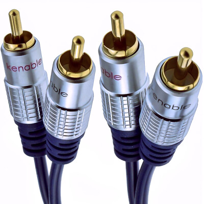 0,5m 50cm OFC HQ 2 RCA Phono Stecker Geschirmtes Audio Hi-Fi Mixer Kabel Gold