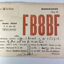 Madagascar QSL Radio Card 1958 Andre Fievet Diego Suarez 