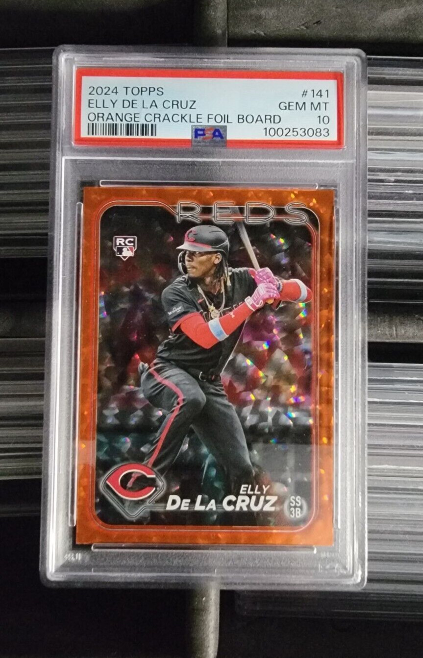 2024 Topps Series 1 - Orange Crackle Foil #141 Elly De La Cruz /299 Psa 10 GEM