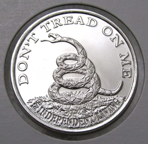 Independent Living Don't Tread Boston Tea Party 1 Troy oz .999 Fine Silver Round
