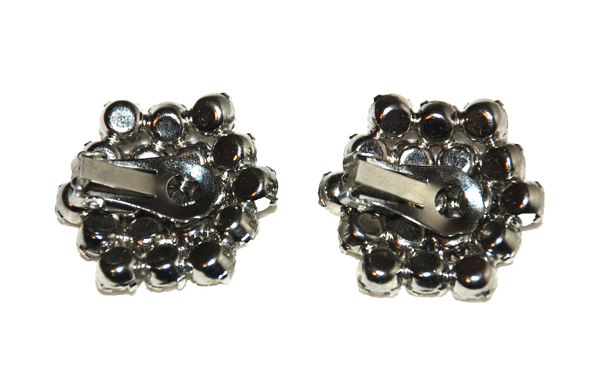 1950's Classy Statement Clear Rhinestone Round Ea… - image 3