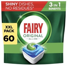 Fairy Original All in One Dishwasher Tablets 60 Pack Fast Dissolving Capsules
