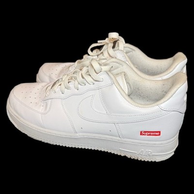 Supreme Air Force 1 White Leather Low Top Cushioned Men's Athletic Sneakers