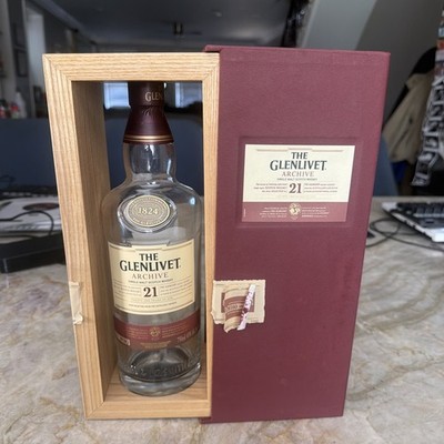 The Glenlivet Archive 21 Single Malt- (Empty) Bottle, Case, and Wood Cask
