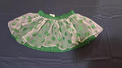 CELEBRATE St Patrick's Day Irish Shamrock tutu Crinoline Shiny Skirt 18M 