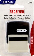 BAZIC Paid Self Inking Rubber Stamp Stamp Impression Size 1.41"x0.47" Red Ink