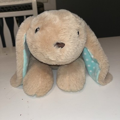 MTY International Brown Bunny Rabbit Plush W/ Teal Blue Polka Dots Ears Feet