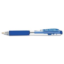 Pentel K437C WOW Retractable Gel Pen, .7mm, Trans Barrel, Blue Ink, Dozen