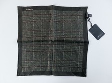  NO CUSTOMS TAX KITON Napoli dark green plaid motif silk pocket square