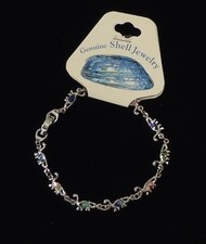 Brontosaurus Abalone Shell Inlayed Charm Bracelet 7 1/2 in