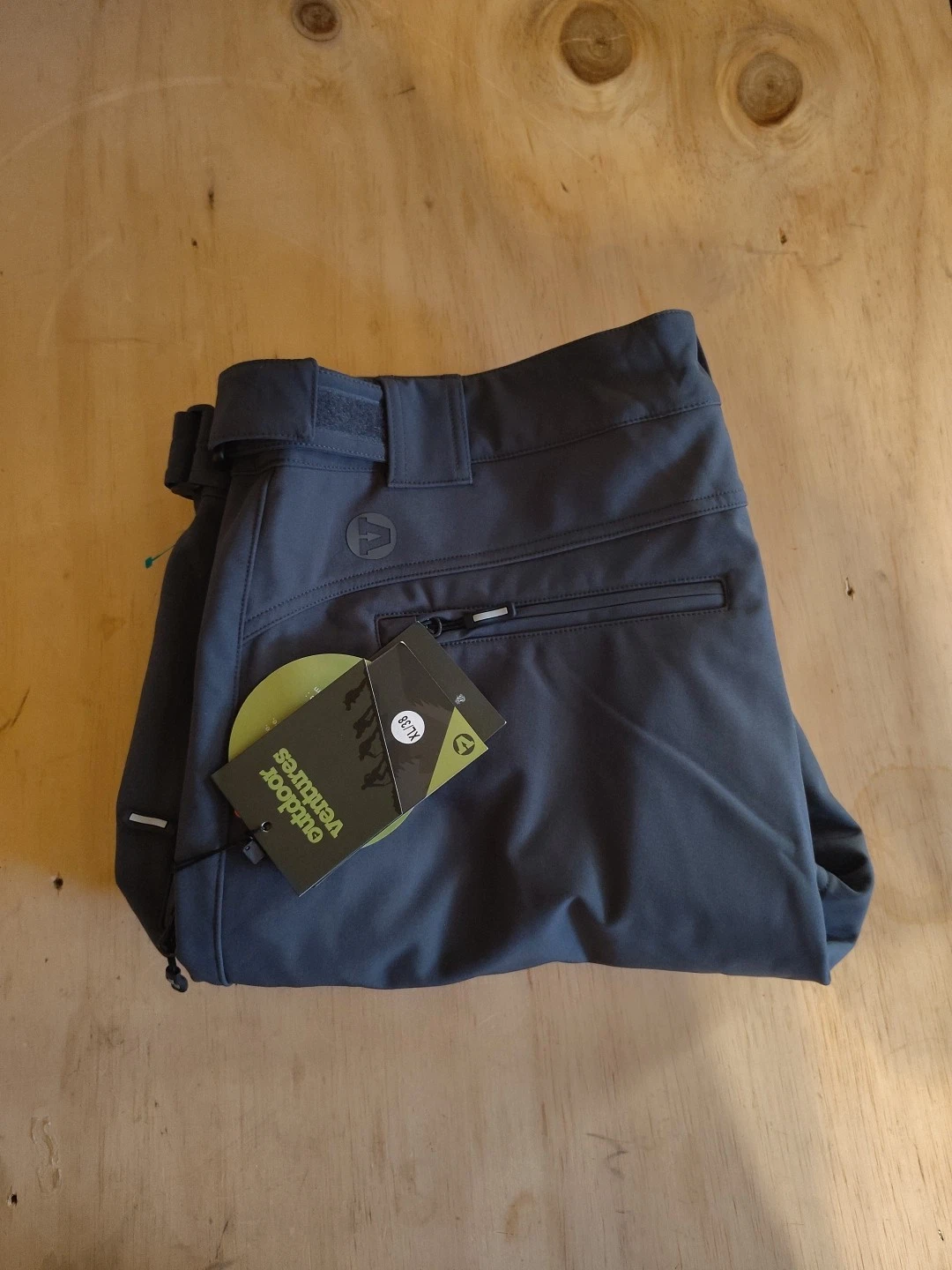 Outdoor Ventures Soft Shell Hiking Pants Mens 38x32 Insulated Durable Grey NWT