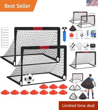 Kids Soccer Goals for Backyard Set - 2 of 4' x 3' Portable Soccer Goal Traini...