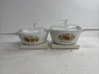 2 VTG Corning Ware Spice of Life Saucepans P81B and P82B With Pyrex P81C Lids