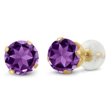 10K Yellow Gold Gemstone Birthstone Stud Earrings for Women Men  Round 6MM 